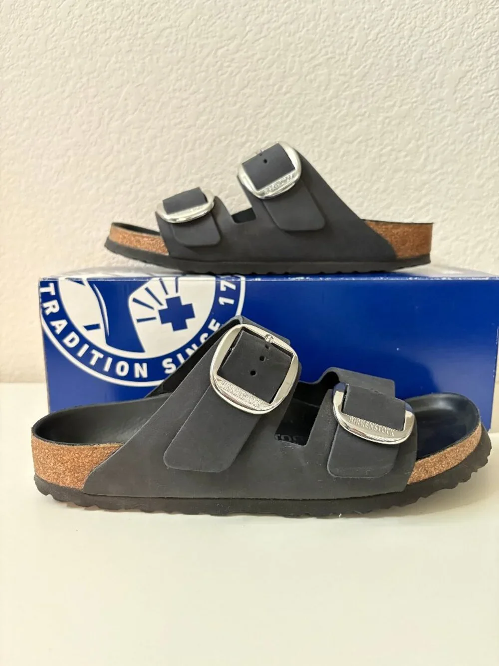 Birkenstock Arizona Big Buckle Black Oiled Leather Size 8-8.5 EU 39 Narrow EUC